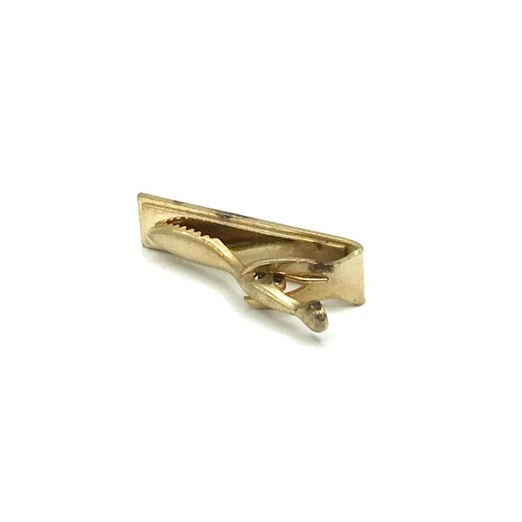 Vintage Gold-Tone Inlayed Tie Clip With Wavy Design - Picture 5 of 5